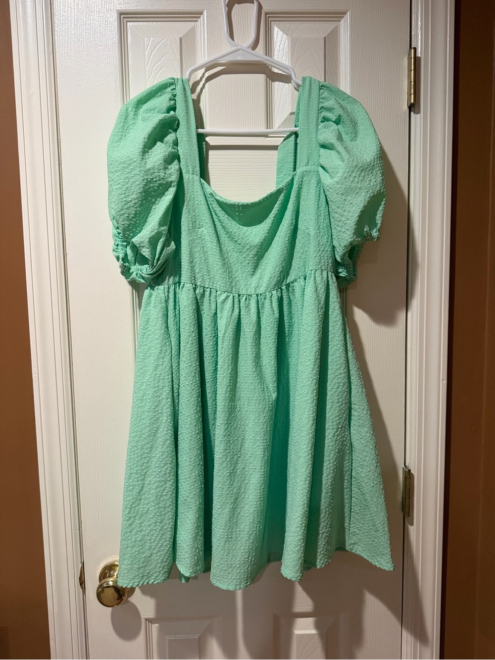 Mint Puff-Sleeve Women’s Dress
